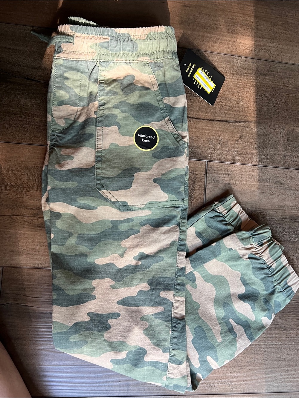 Cat & Jack Green and Tan Camo Elastic Waist Pants